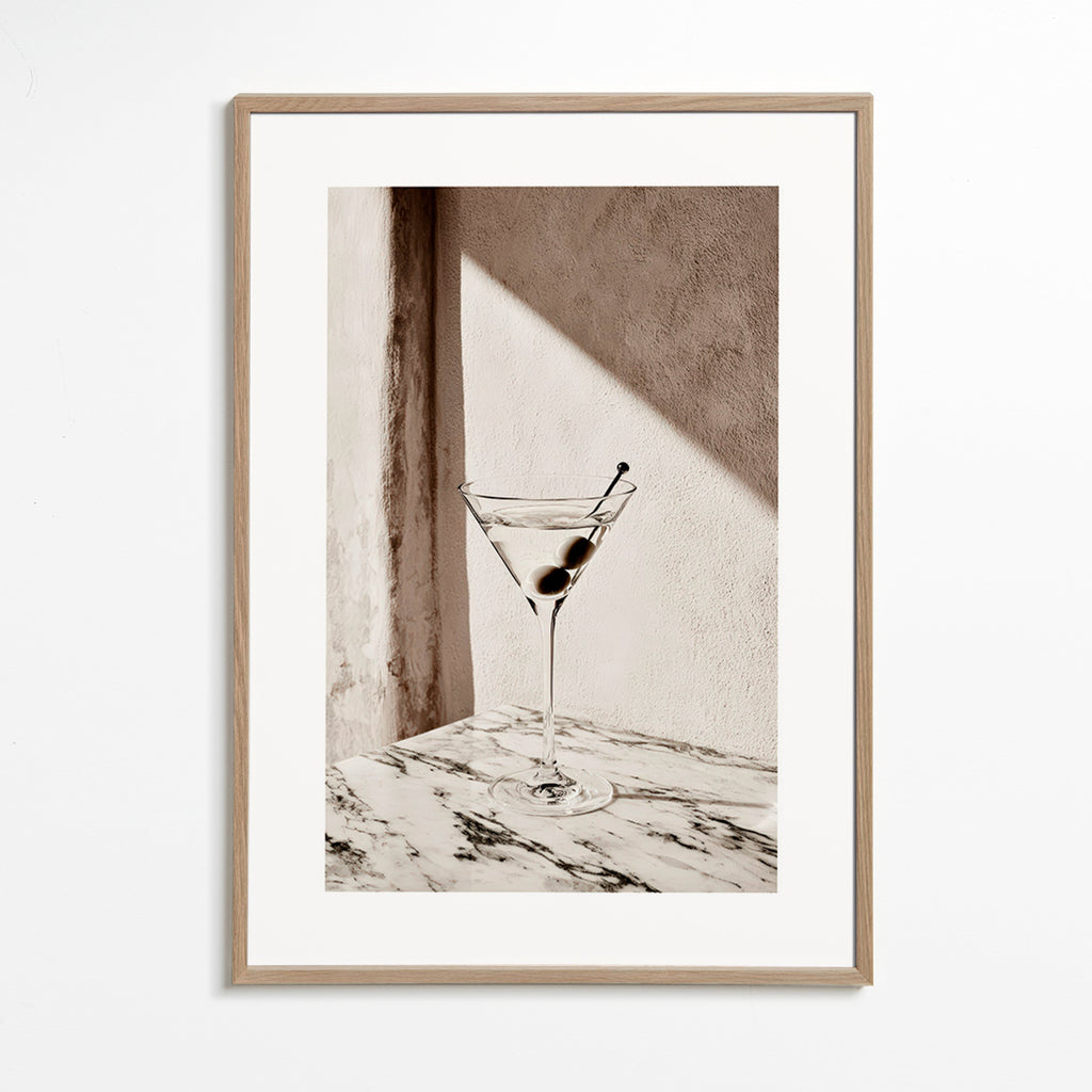 Keuken kunst Martini in glas op marmer