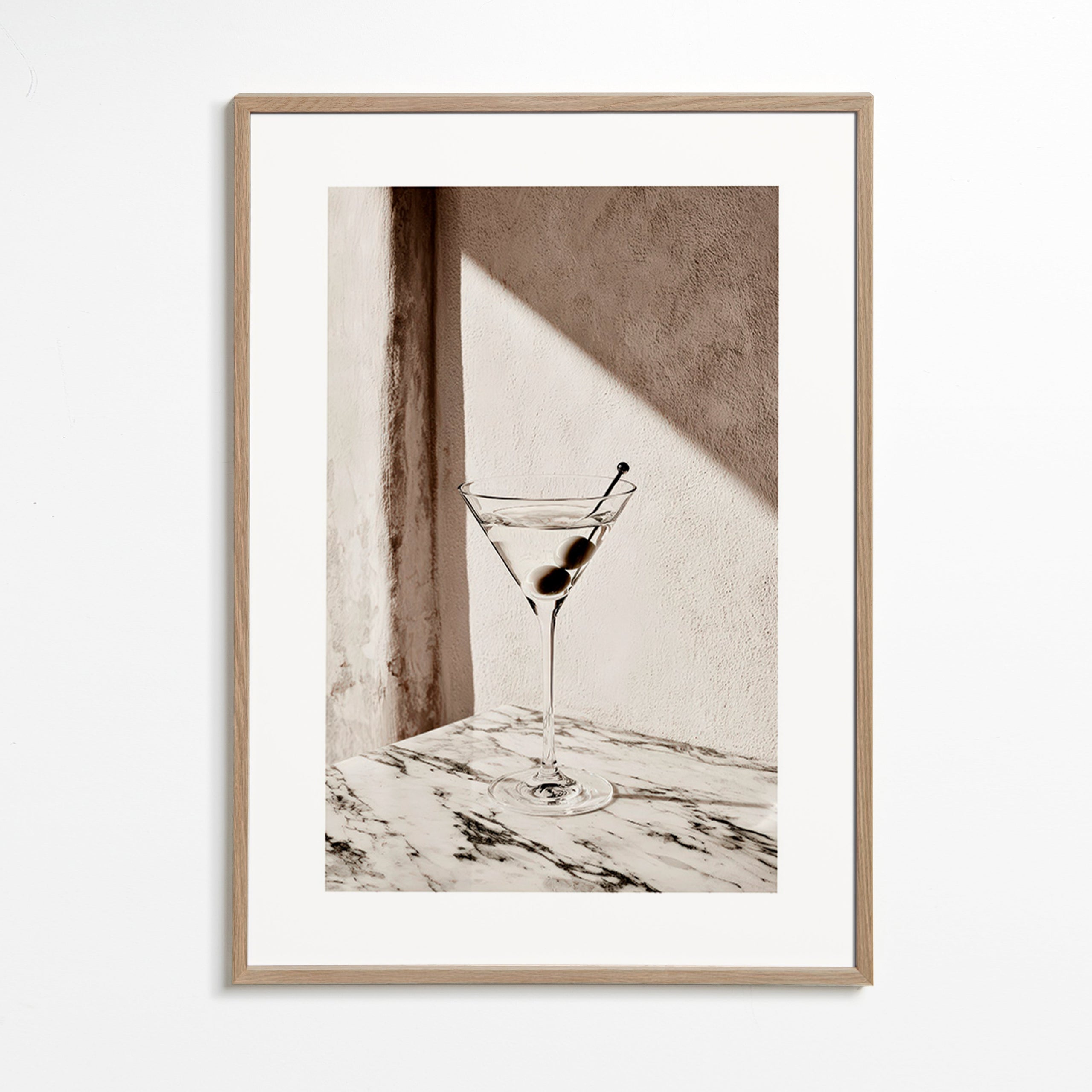 Keuken kunst Martini in glas op marmer