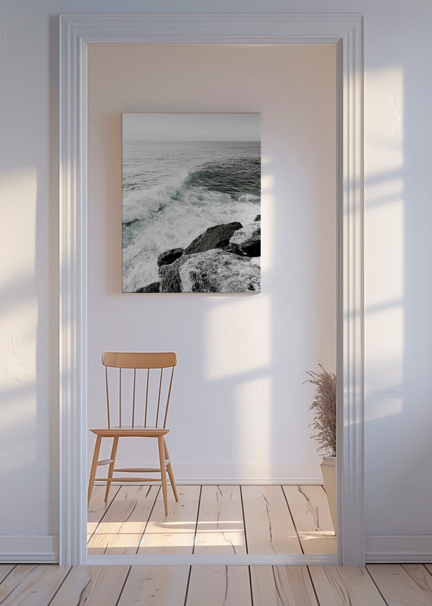 Landschap kunst: klif en brekende golf