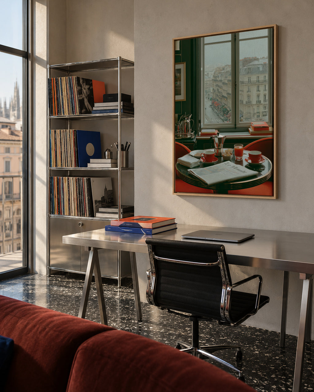 Paris Breakfast - Framed canvas in an interior