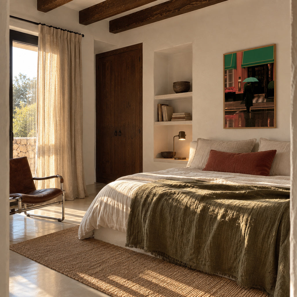 Rainy Evening - Framed poster in an interior