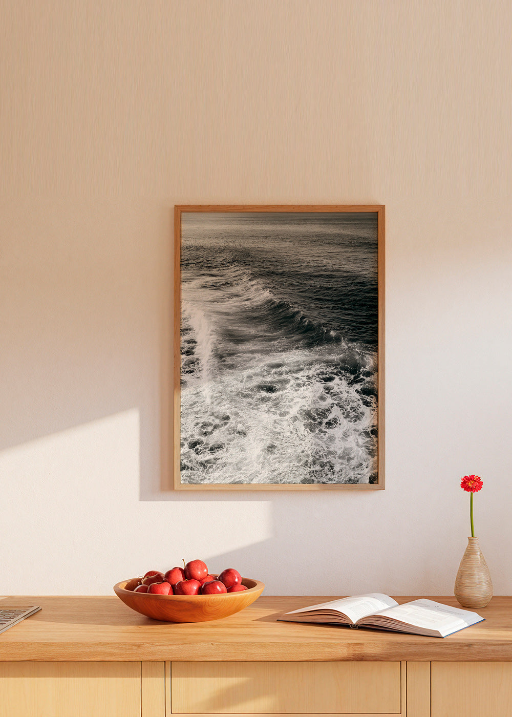 Fotografie van golven in zwart-wit
