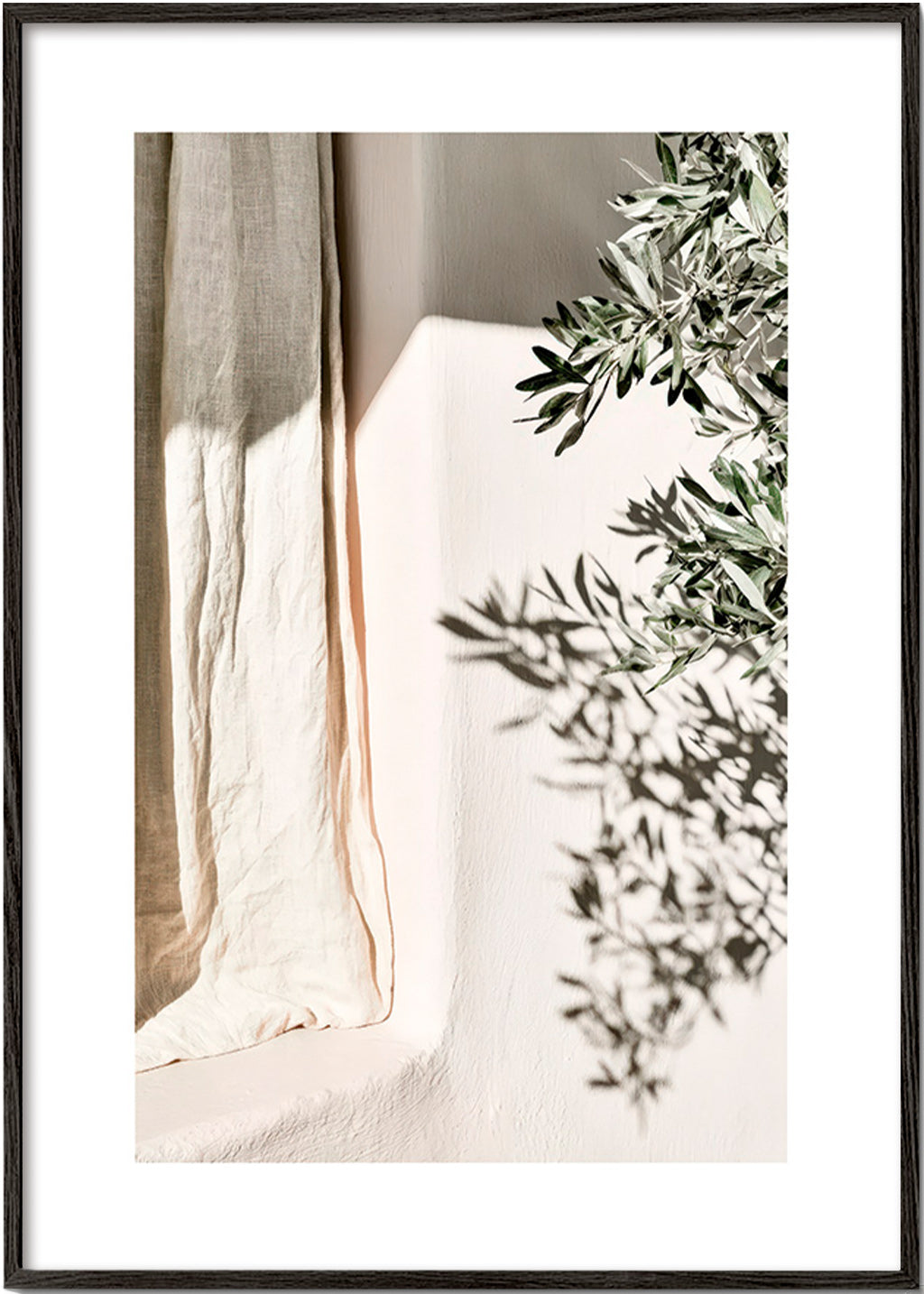 Botanische print linnen en olijftak