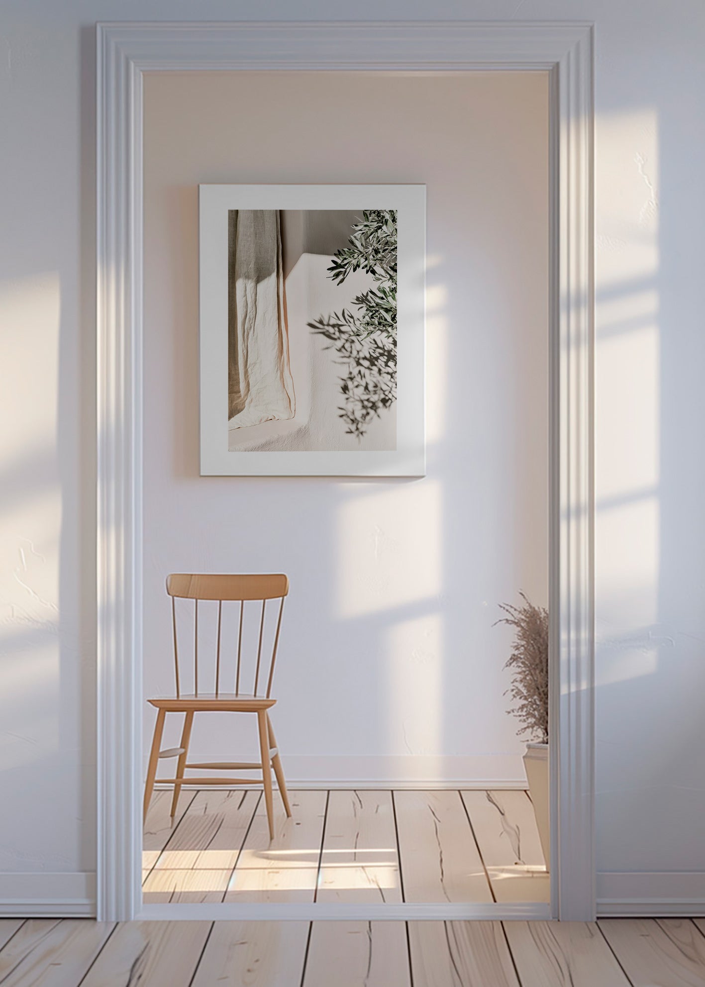 Botanische print linnen en olijftak