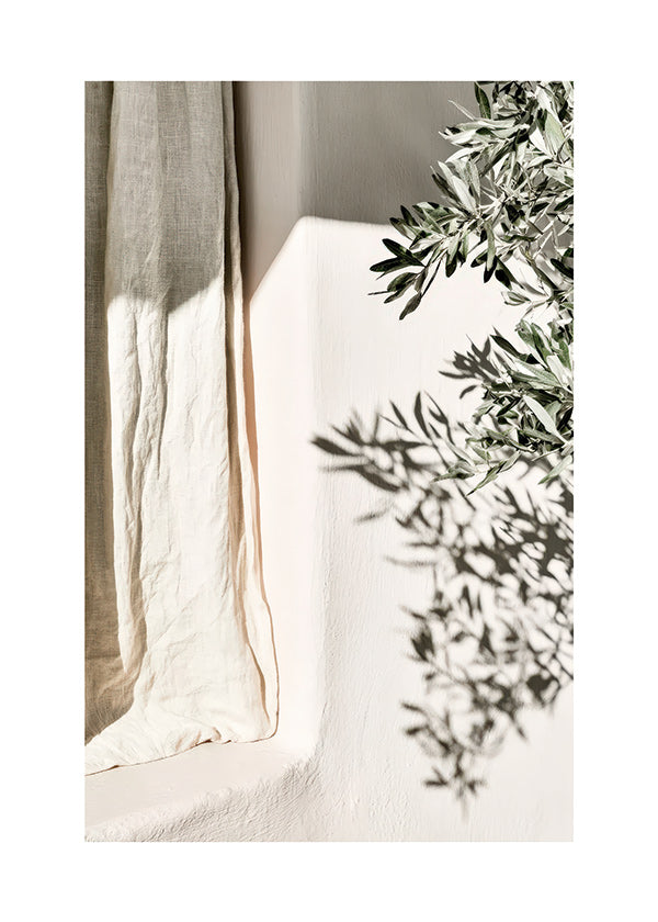 Botanische print linnen en olijftak