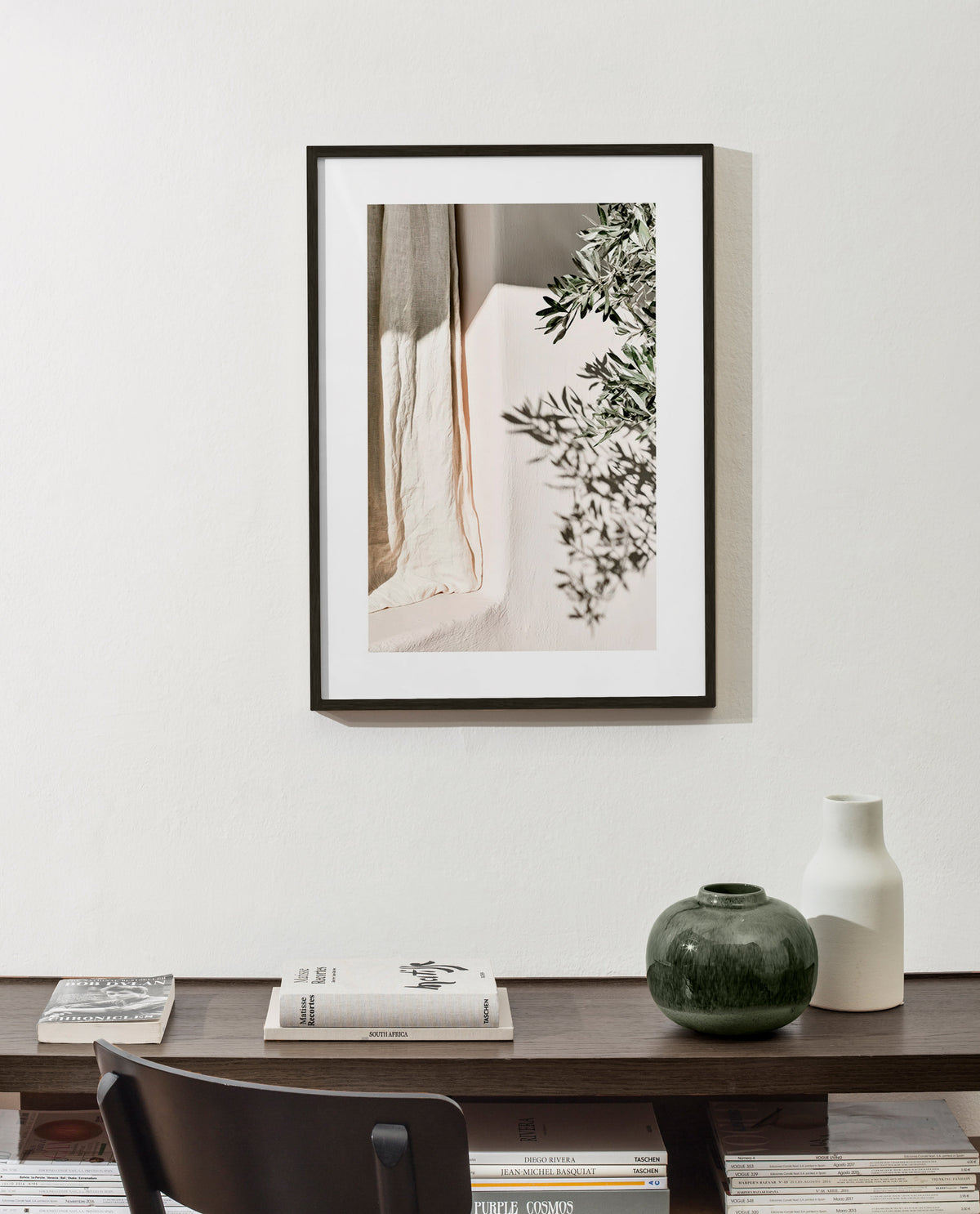 Botanische print linnen en olijftak
