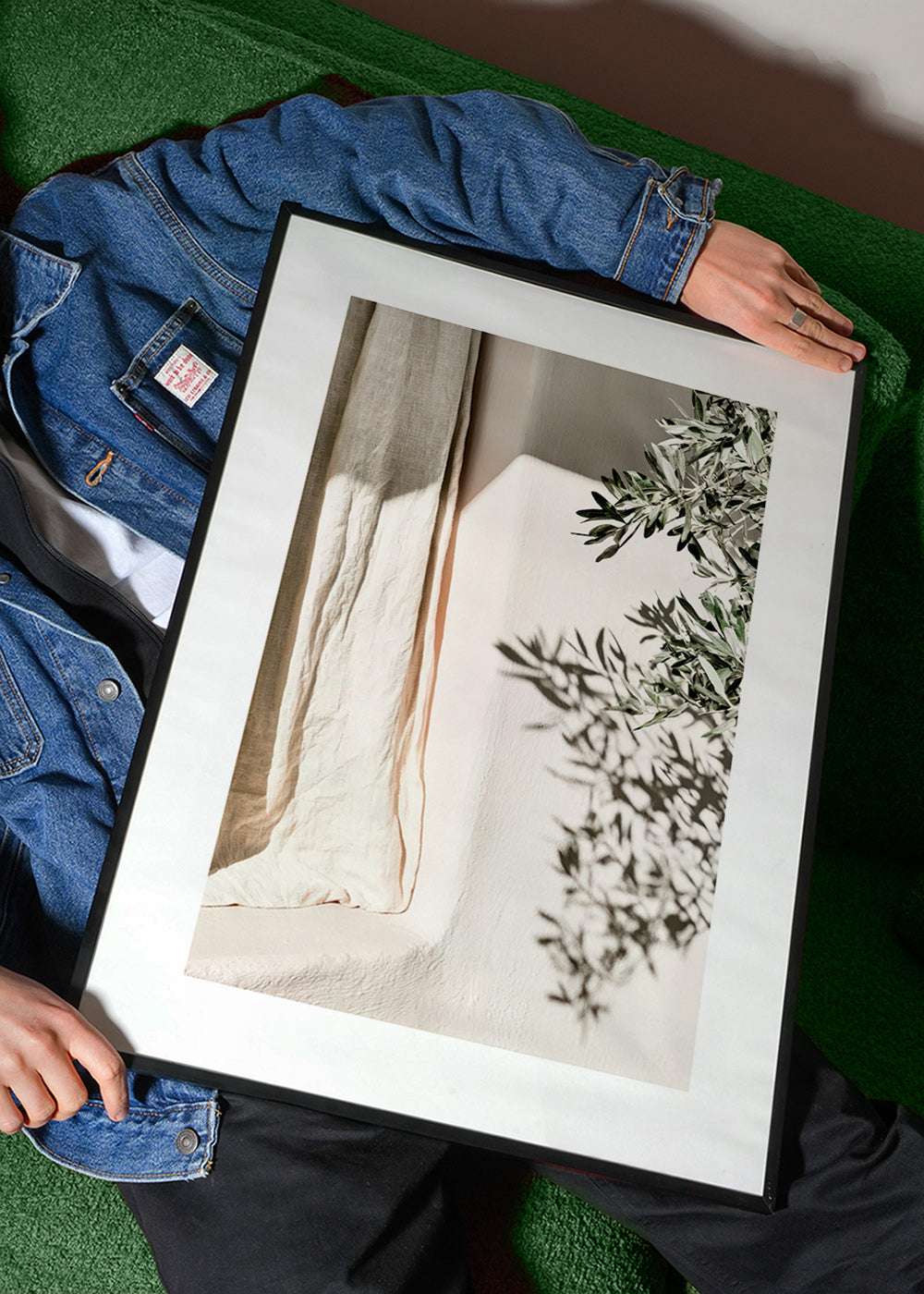 Botanische print linnen en olijftak