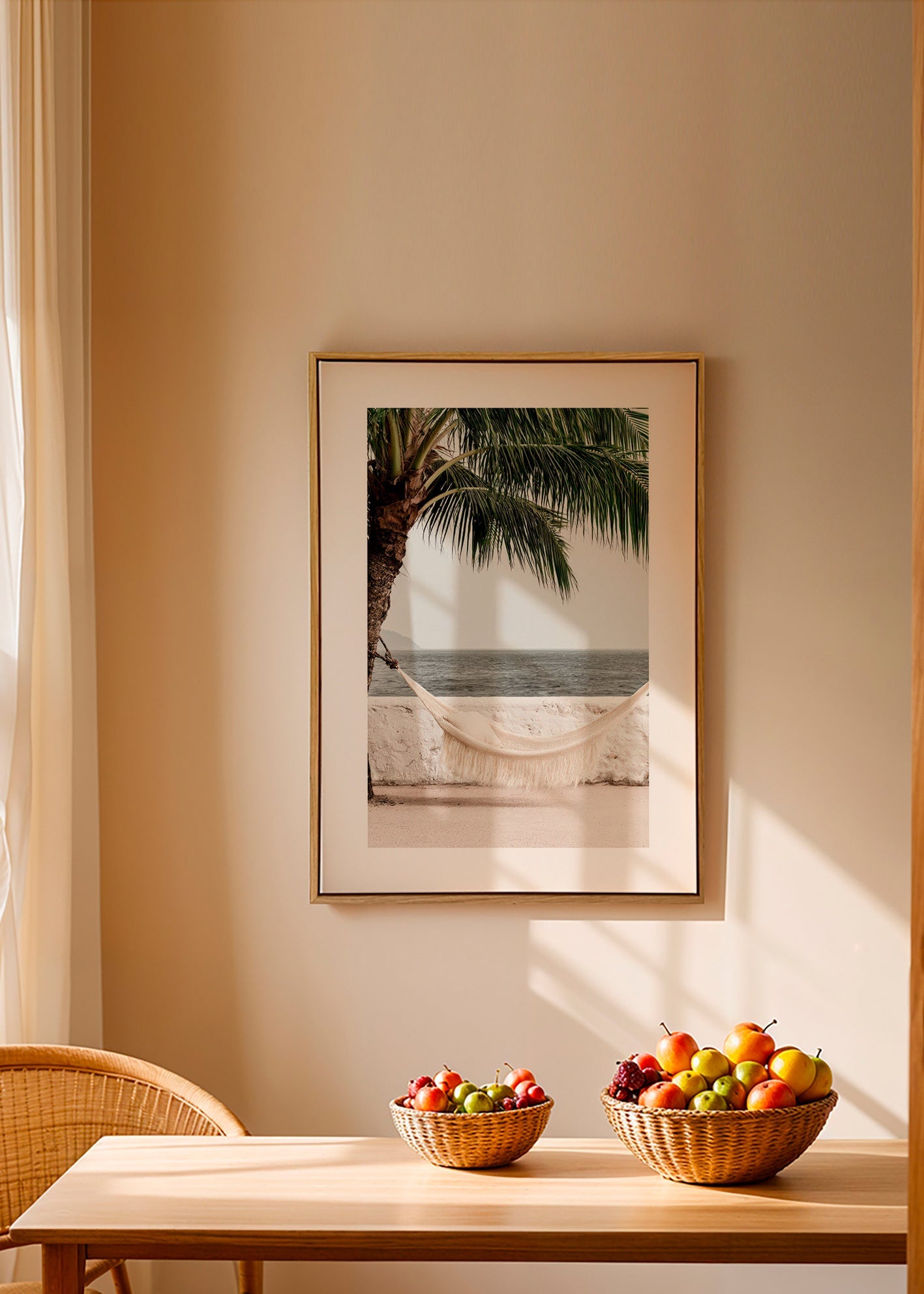 Landschapskunst met hangmat en palmboom