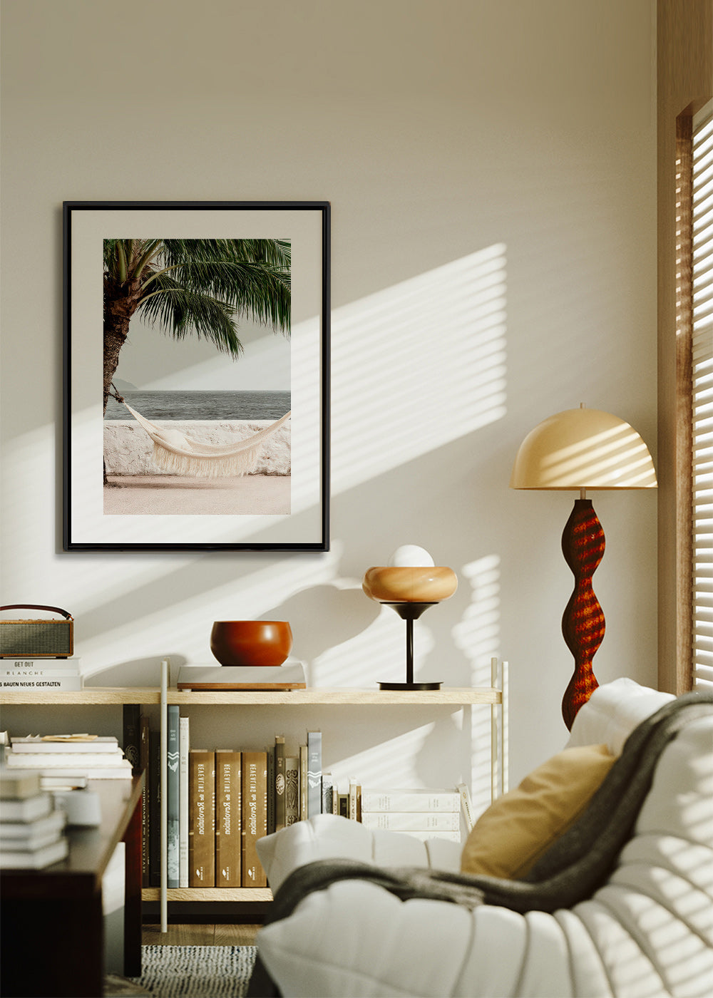 Landschapskunst met hangmat en palmboom