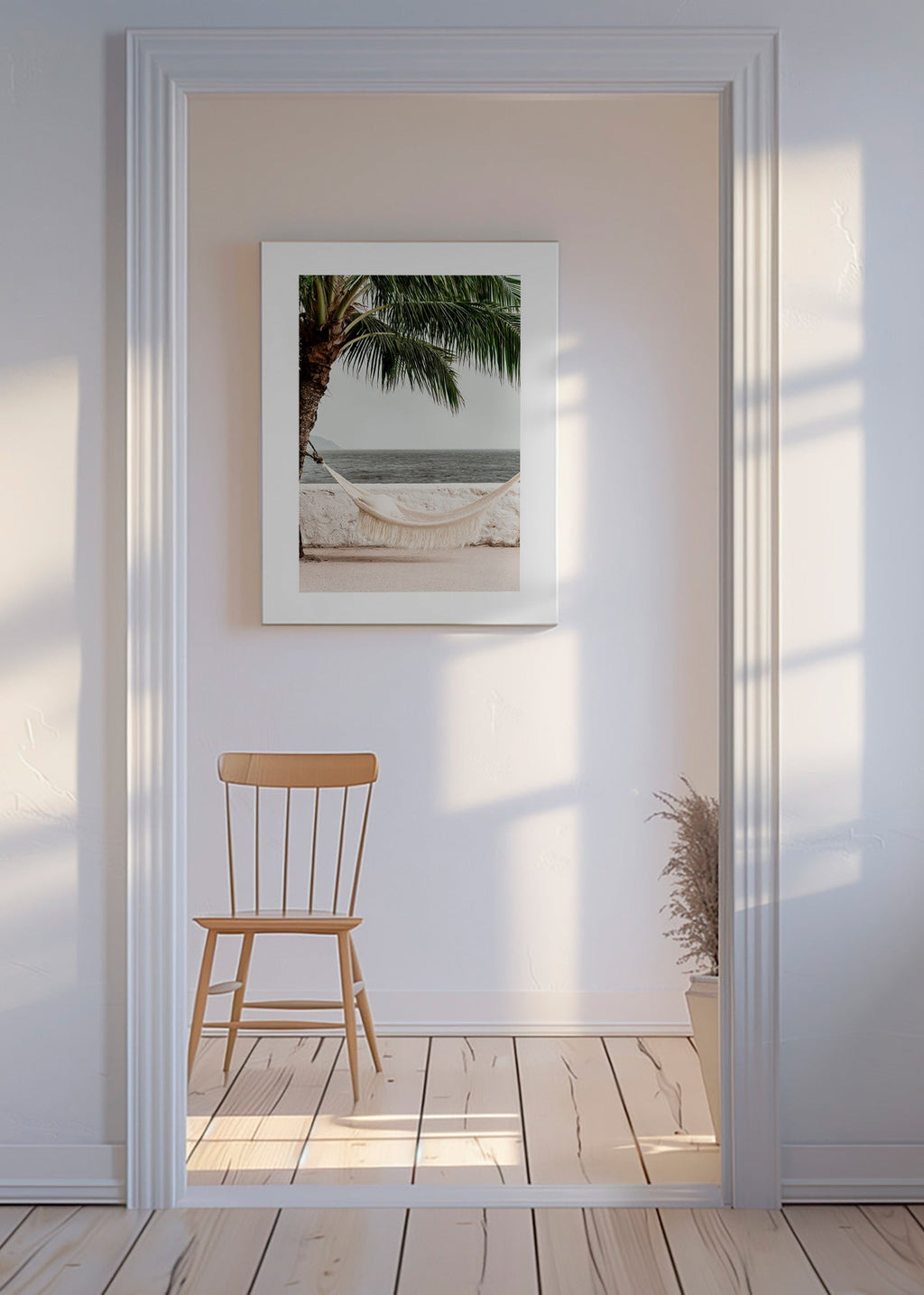Landschapskunst met hangmat en palmboom