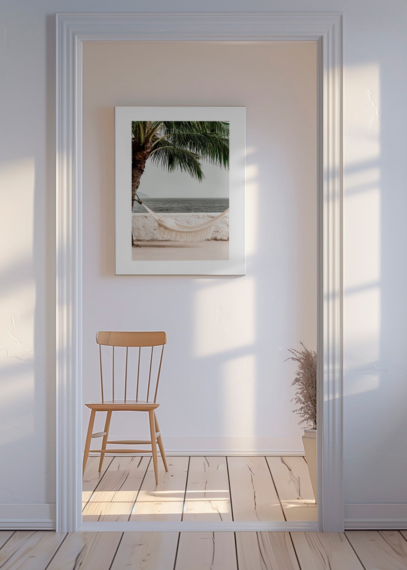 Landschapskunst met hangmat en palmboom