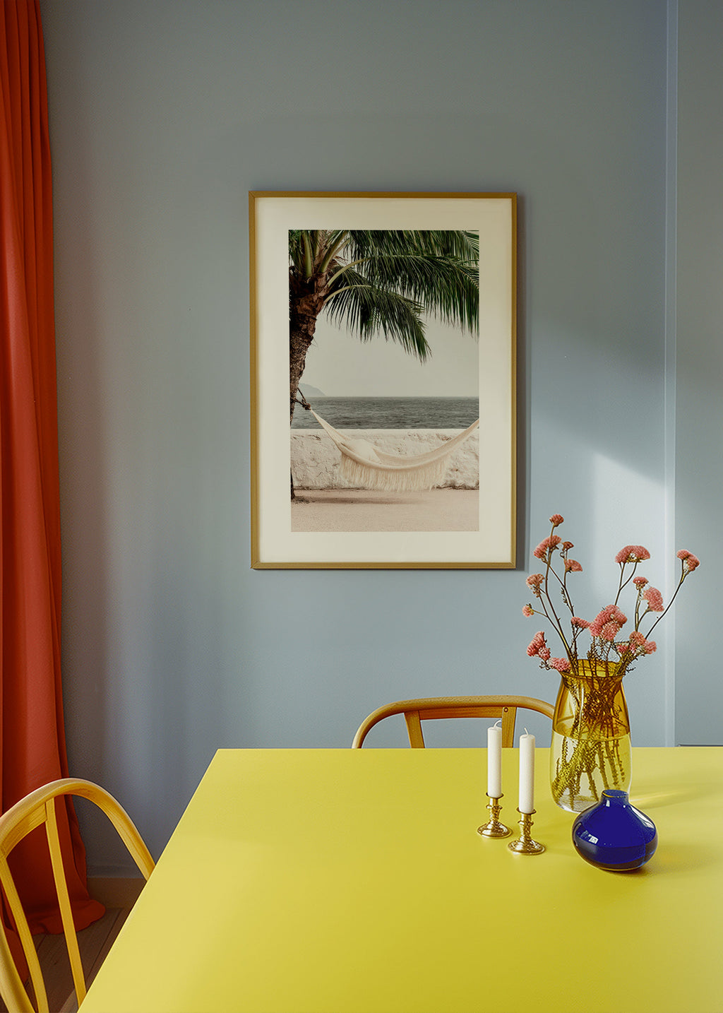 Landschapskunst met hangmat en palmboom