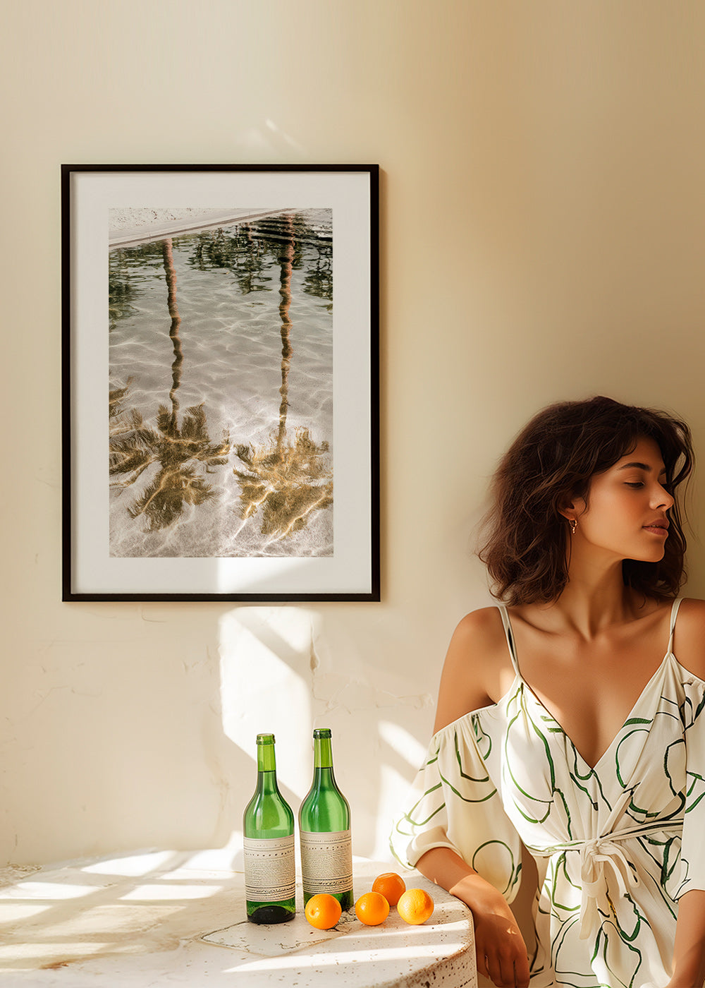 Landschap kunst met palmenreflecties