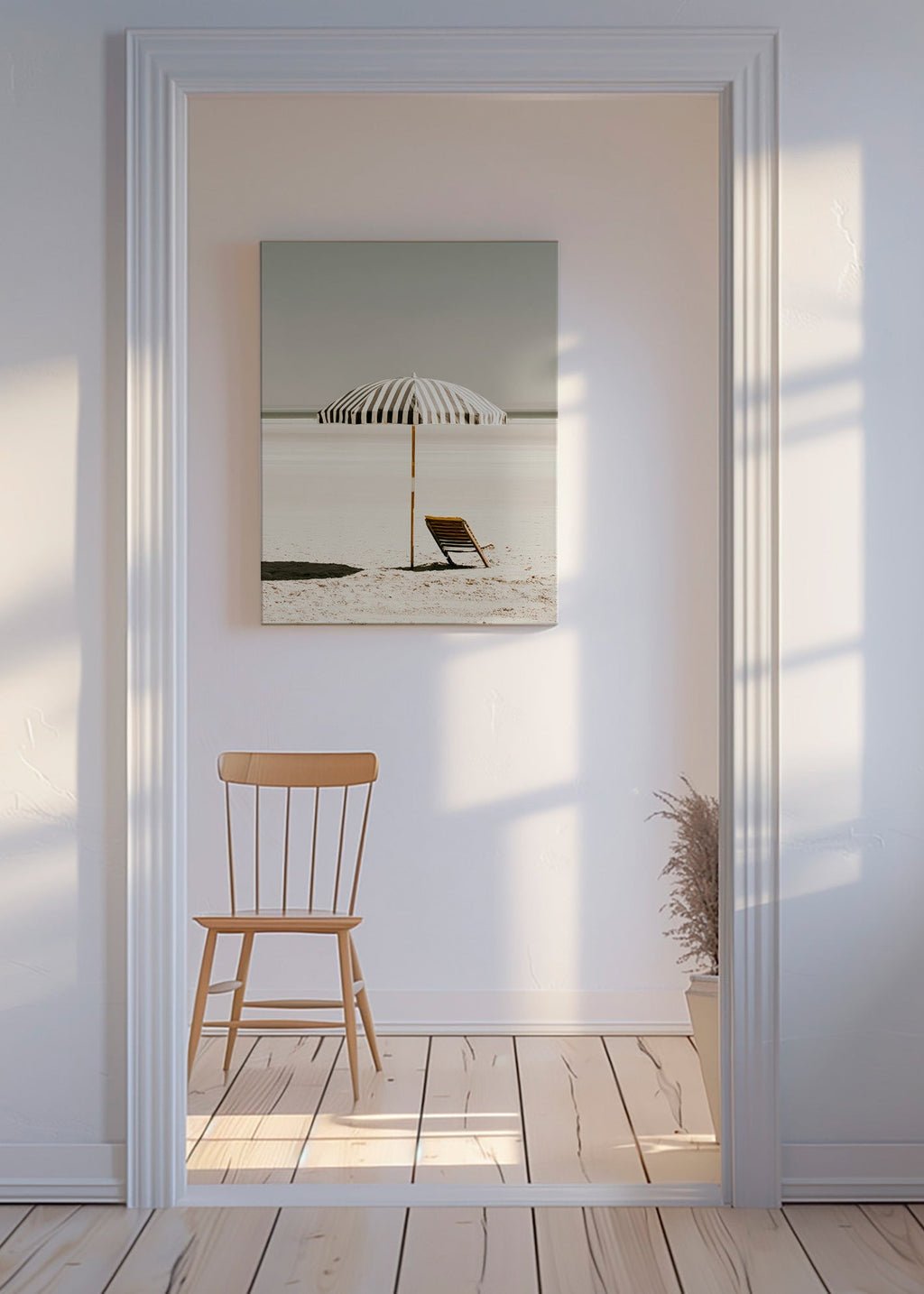 Landschapsposter met eenzame parasol