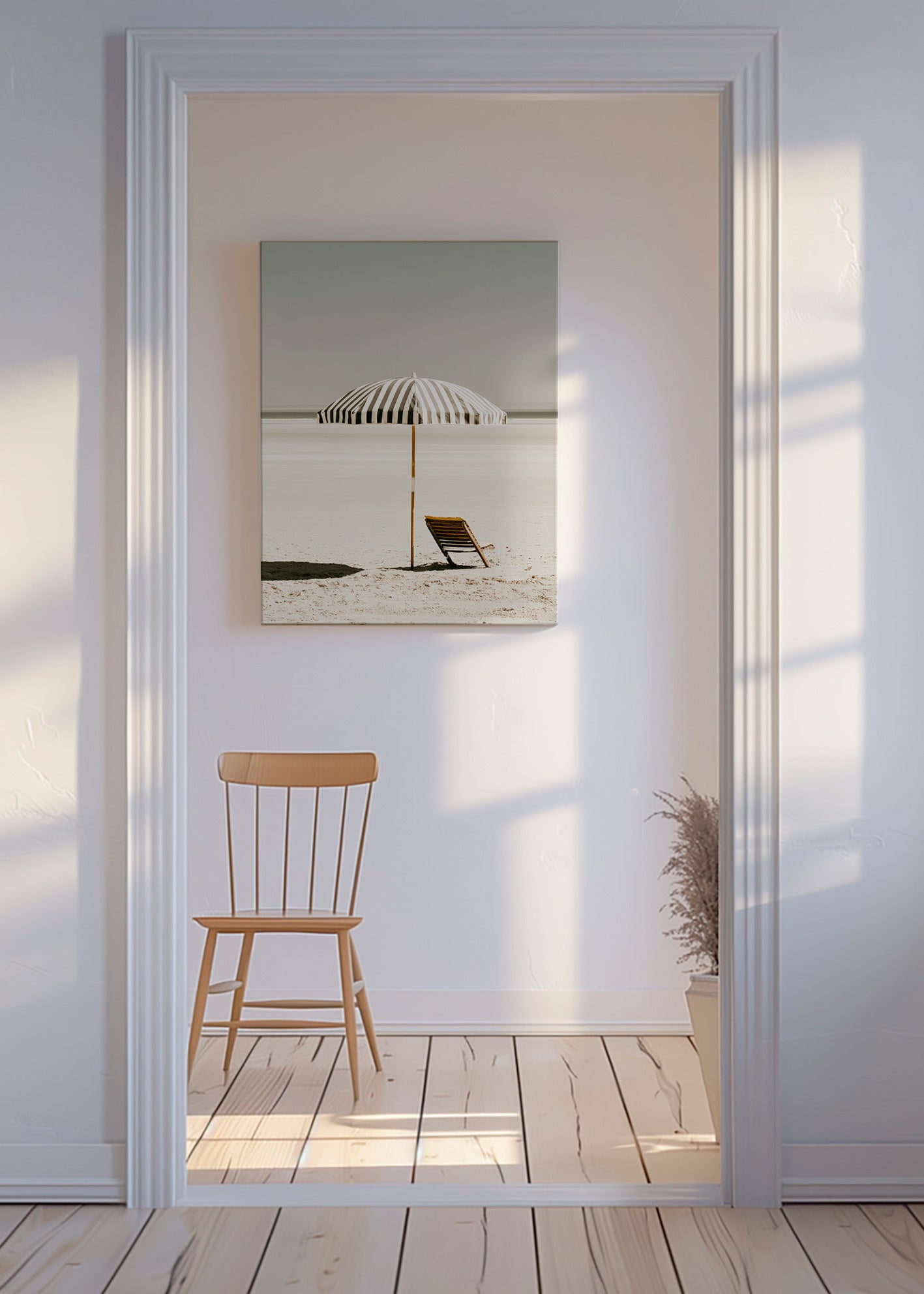 Landschapsposter met eenzame parasol