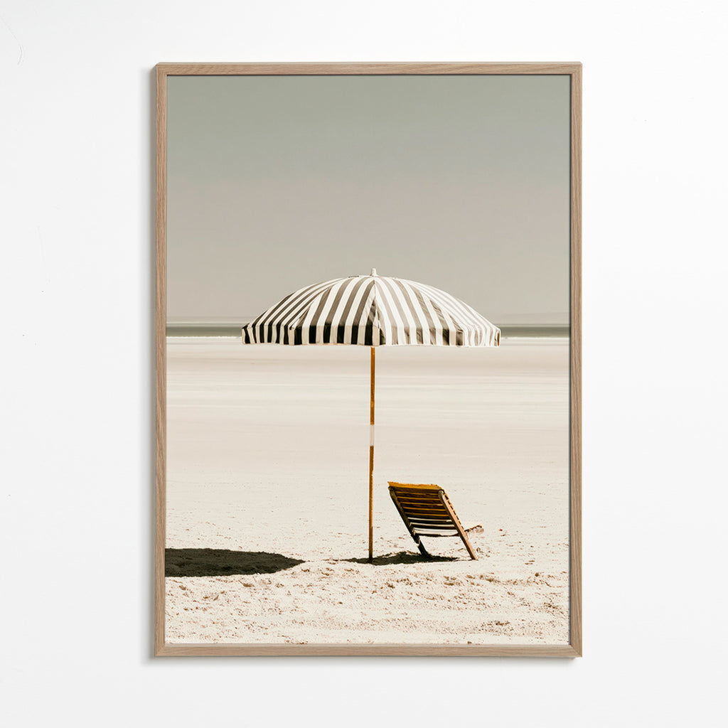 Landschapsposter met eenzame parasol