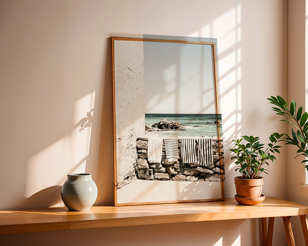 Kustlandschap met hangende handdoeken