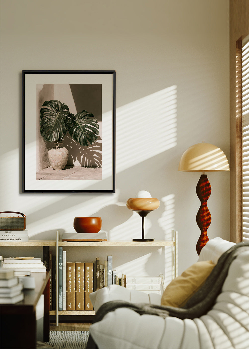 Botanische print Monstera in pot