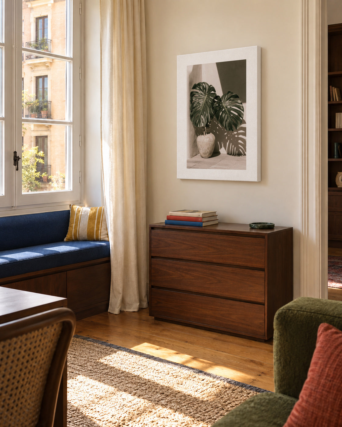 Monstera Shadow - Unframed canvas in an interior