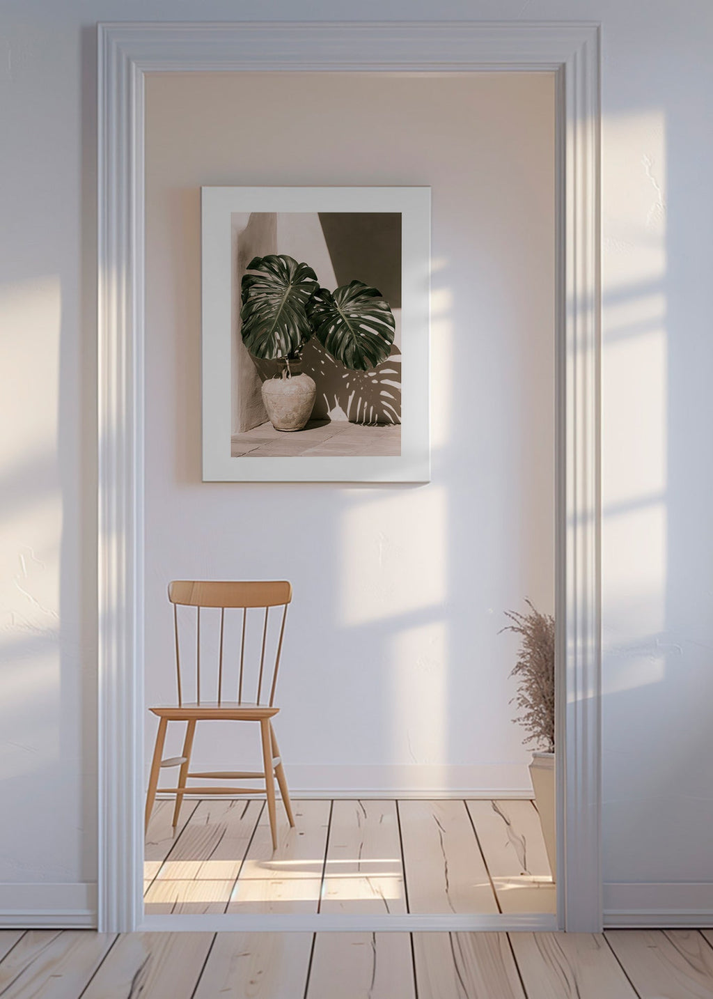 Botanische print Monstera in pot