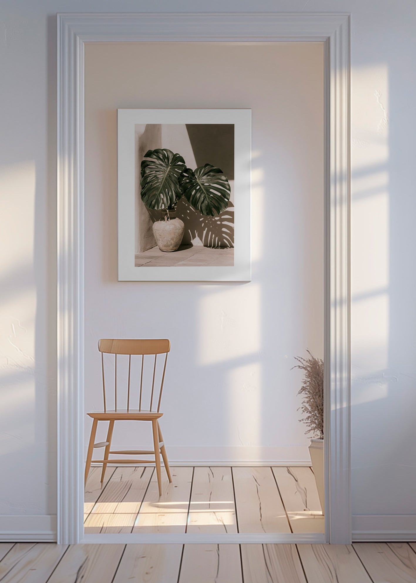 Botanische print Monstera in pot