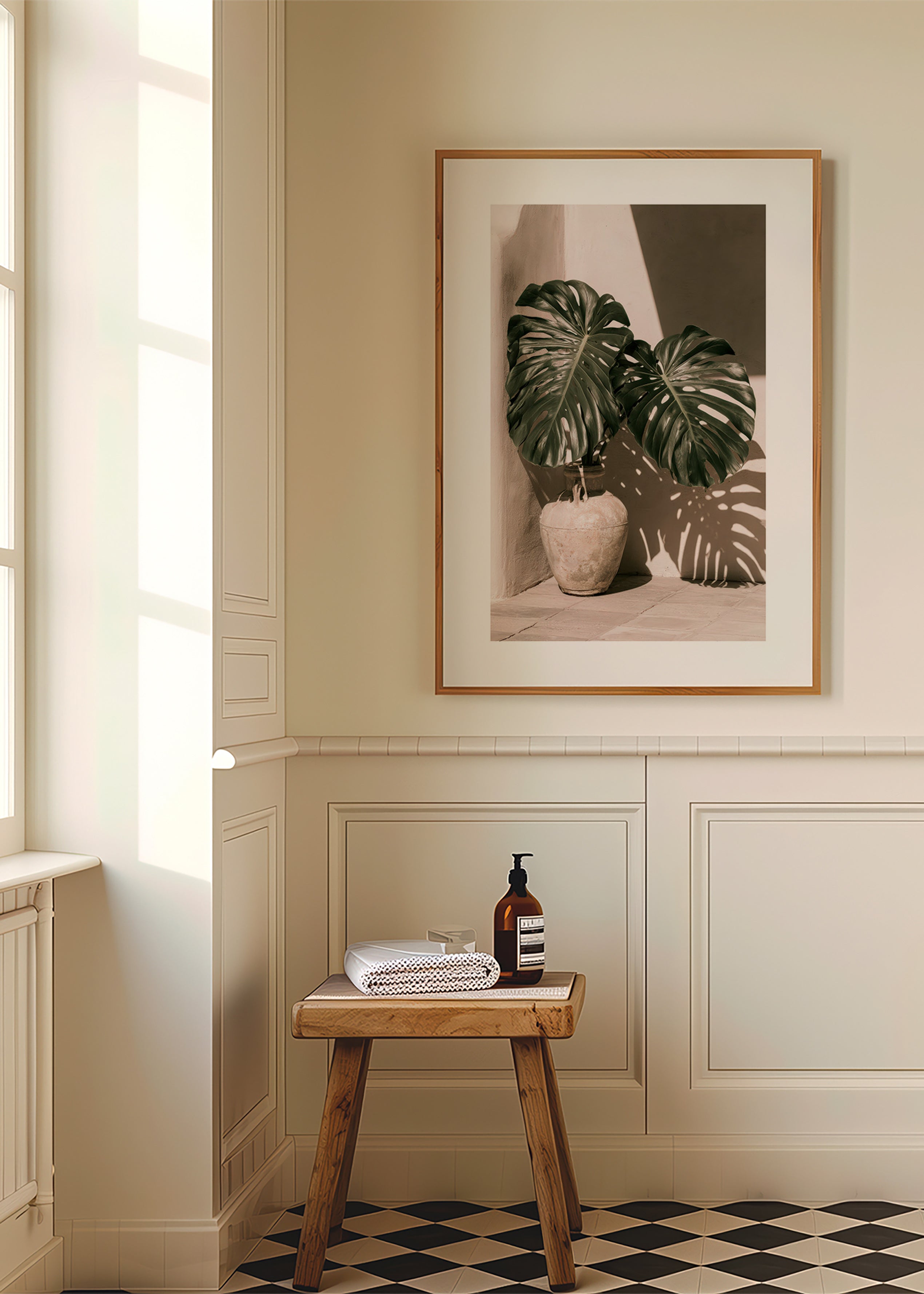 Botanische print Monstera in pot