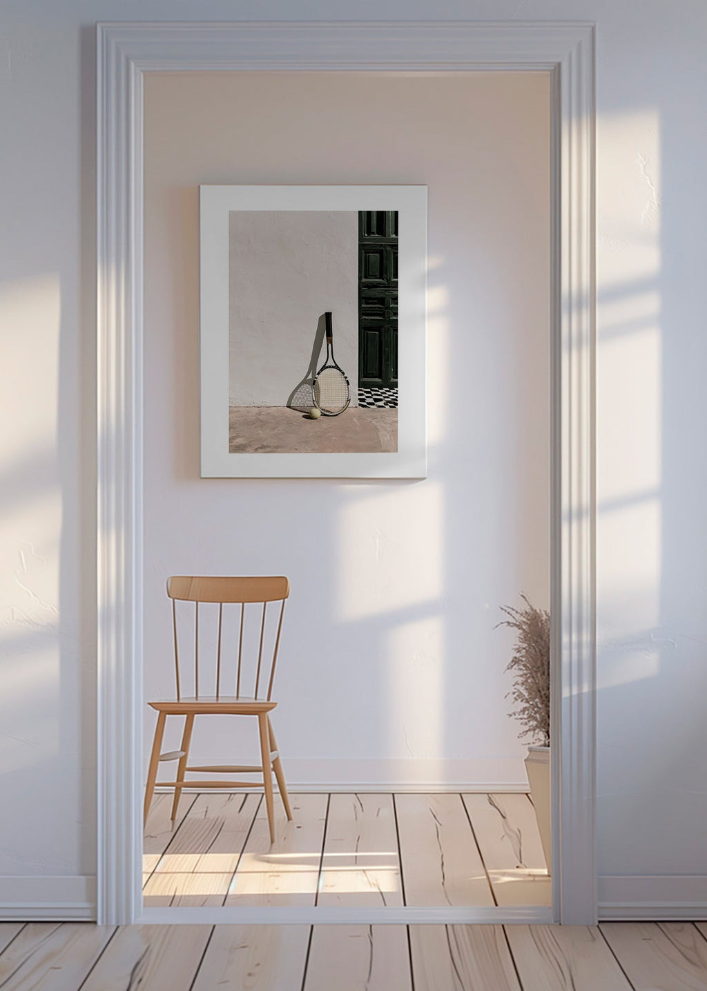 Sportkunst met tennisracket en bal