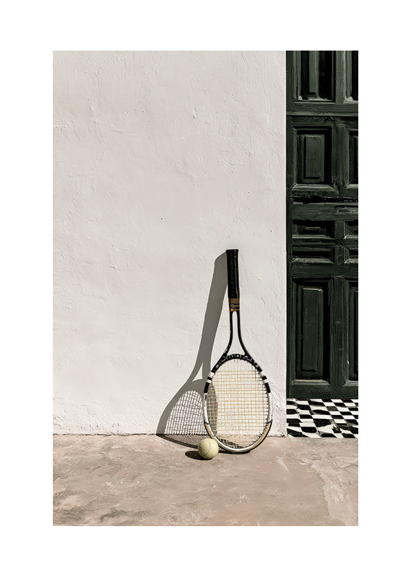 Sportkunst met tennisracket en bal