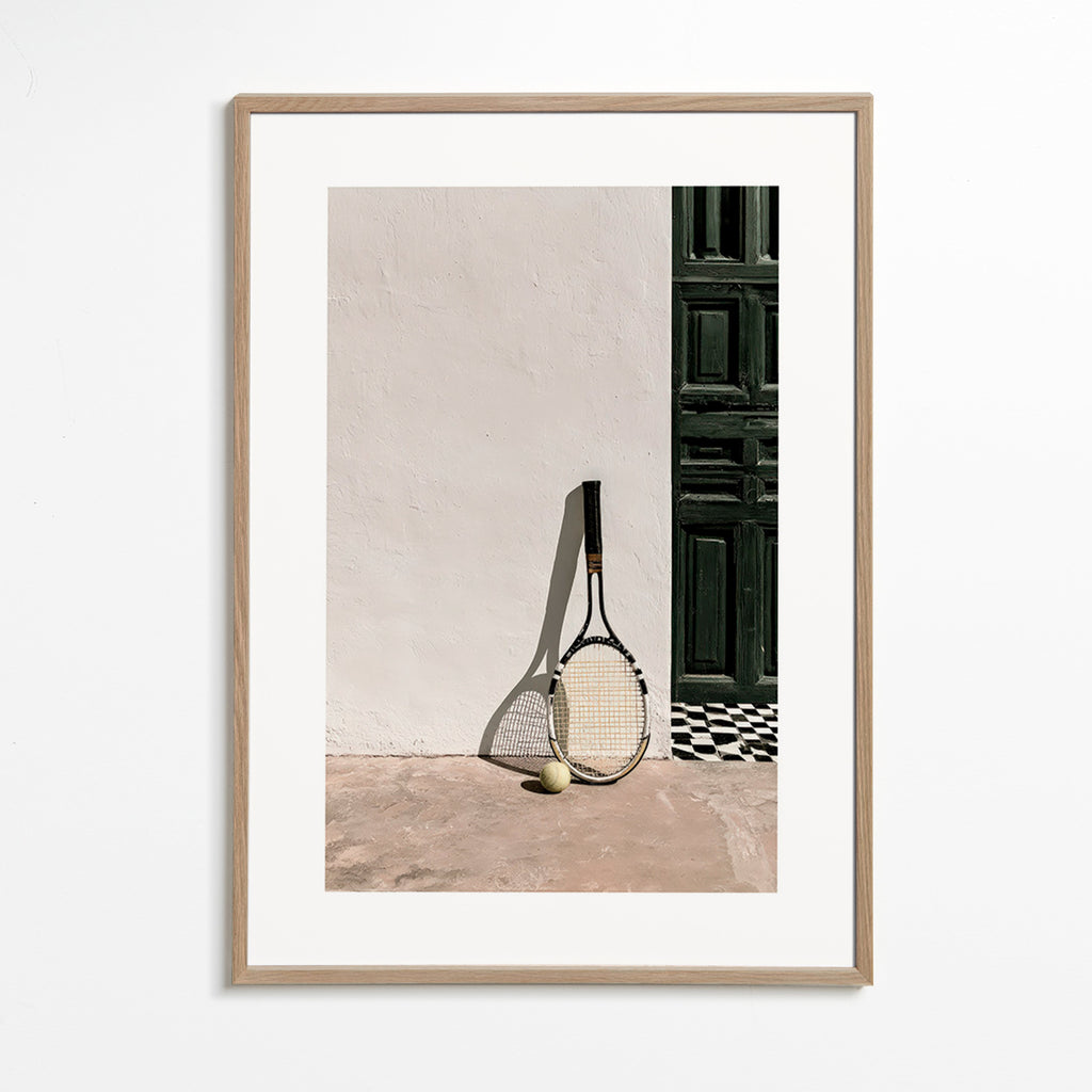 Sportkunst met tennisracket en bal