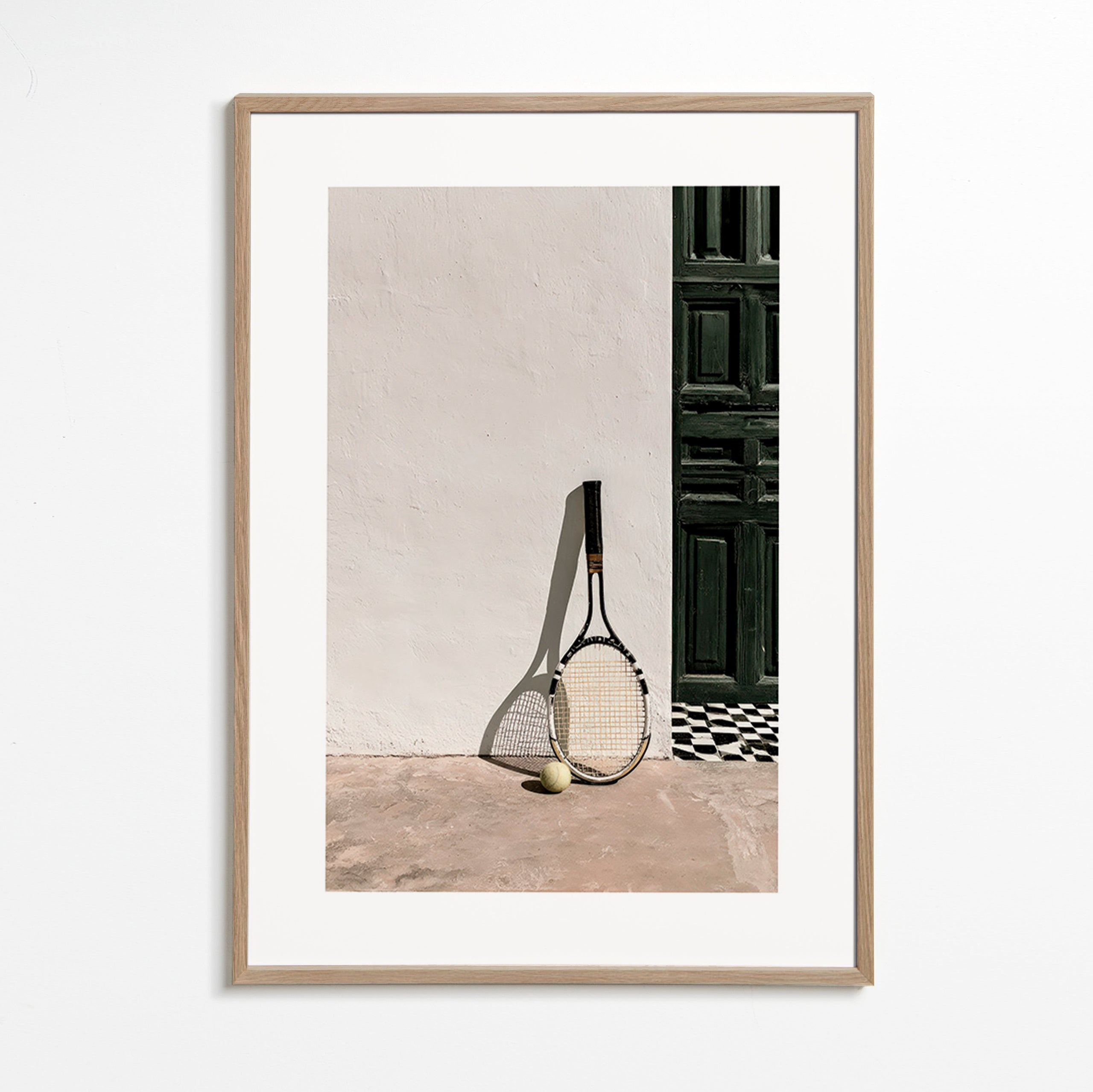 Sportkunst met tennisracket en bal