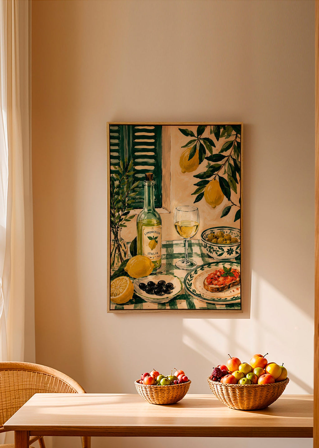 Keuken kunst: stilleven met citroen en limoncello