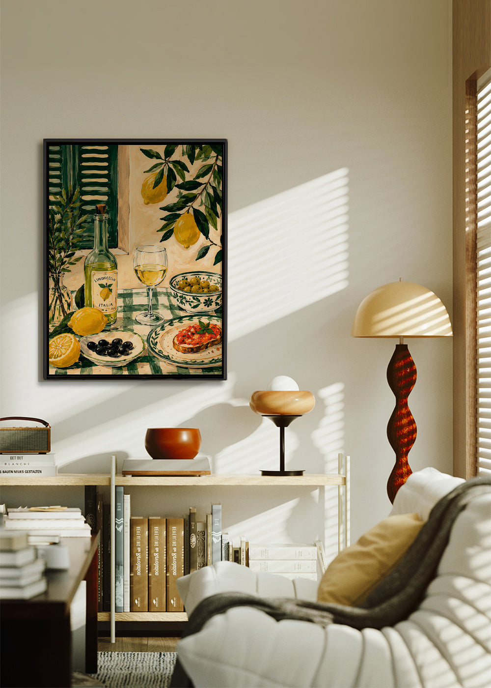 Keuken kunst: stilleven met citroen en limoncello