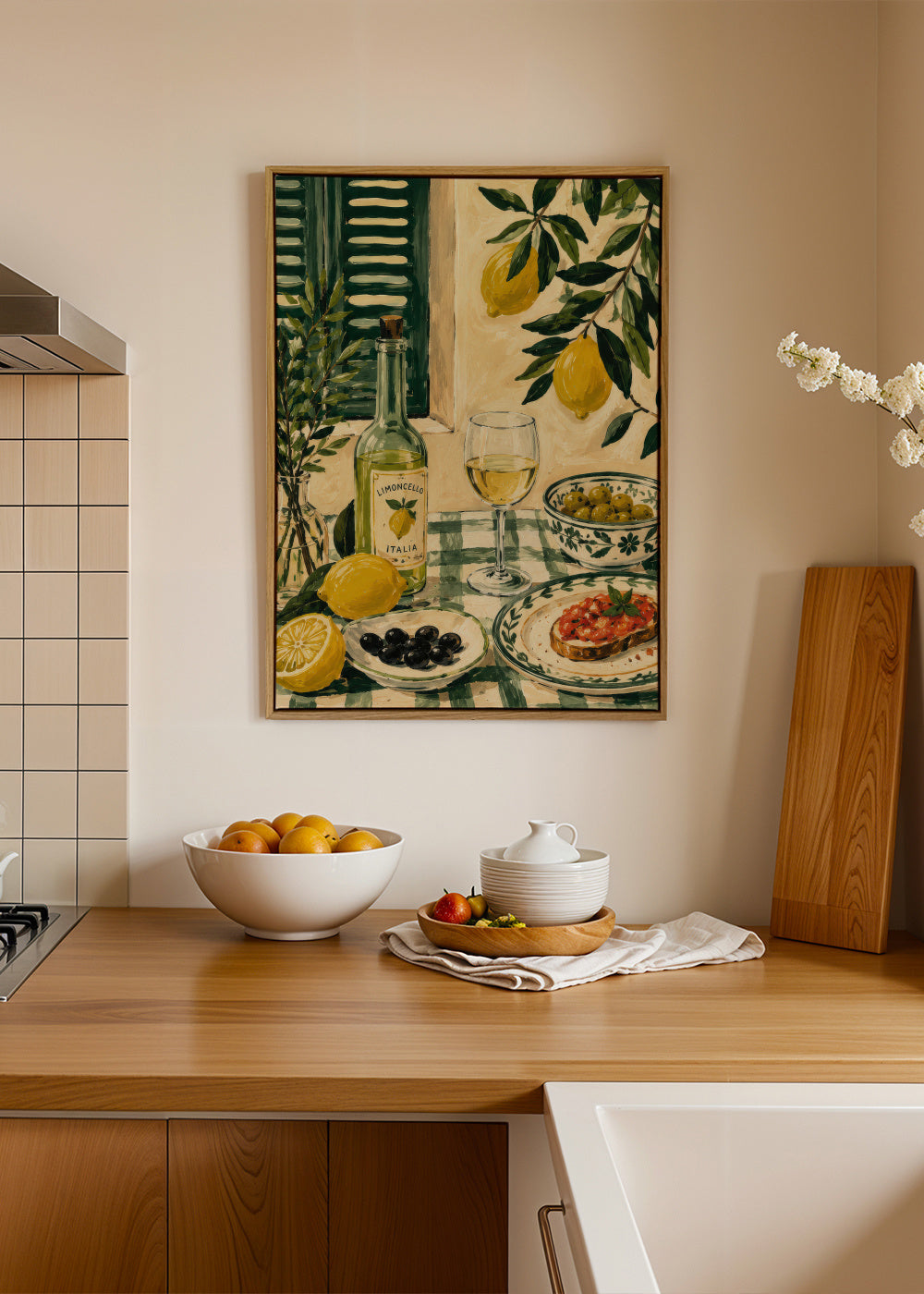 Lemon Lunch - Framed canvas in an interior