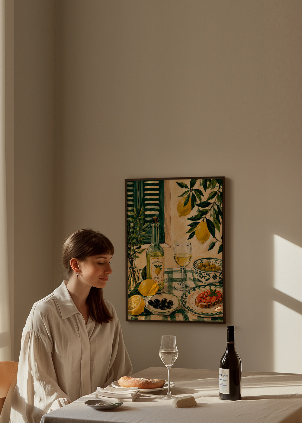 Keuken kunst: stilleven met citroen en limoncello