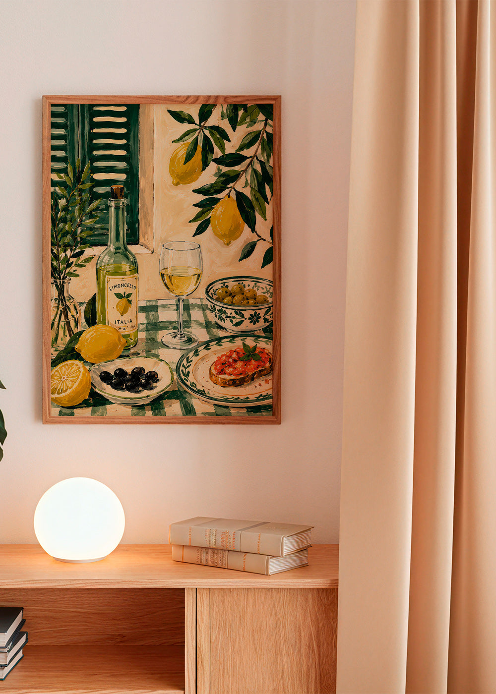 Keuken kunst: stilleven met citroen en limoncello