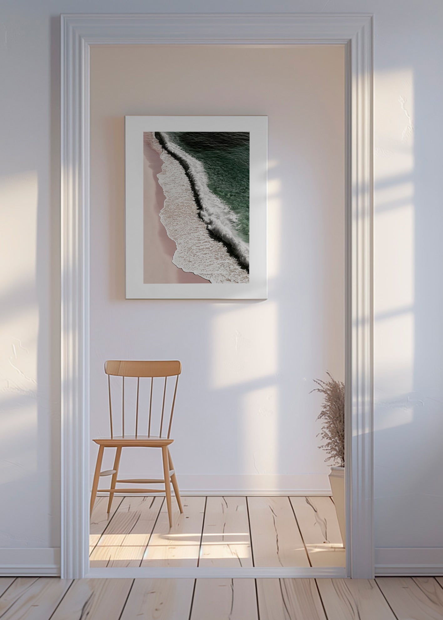 Landschap kunst: roze kust luchtfoto