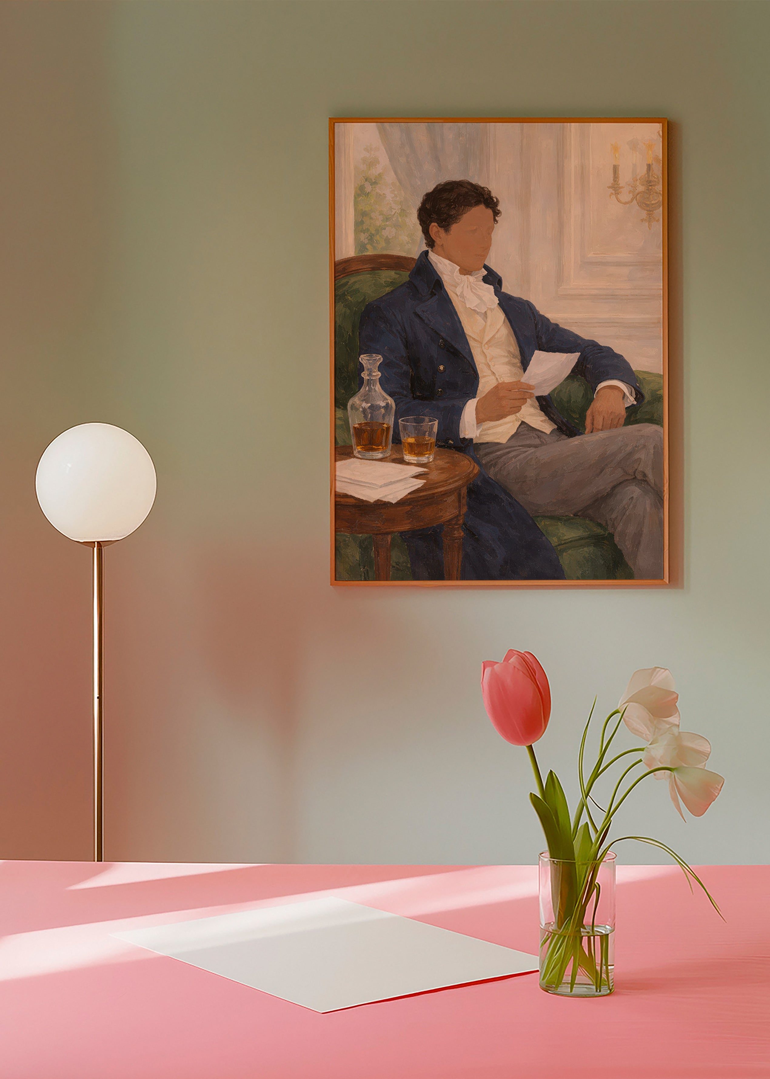 Vintage print van heer die leest