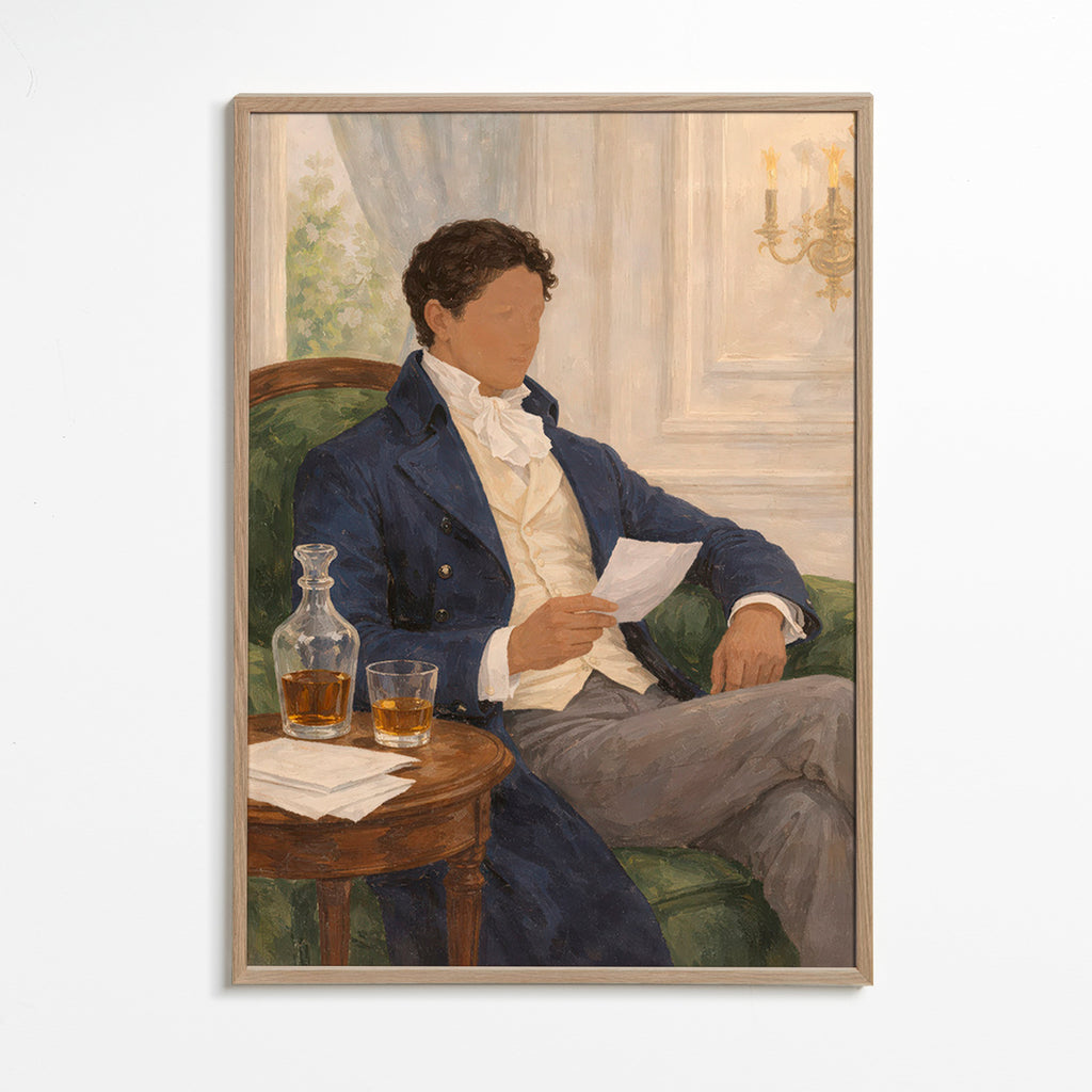 Vintage print van heer die leest