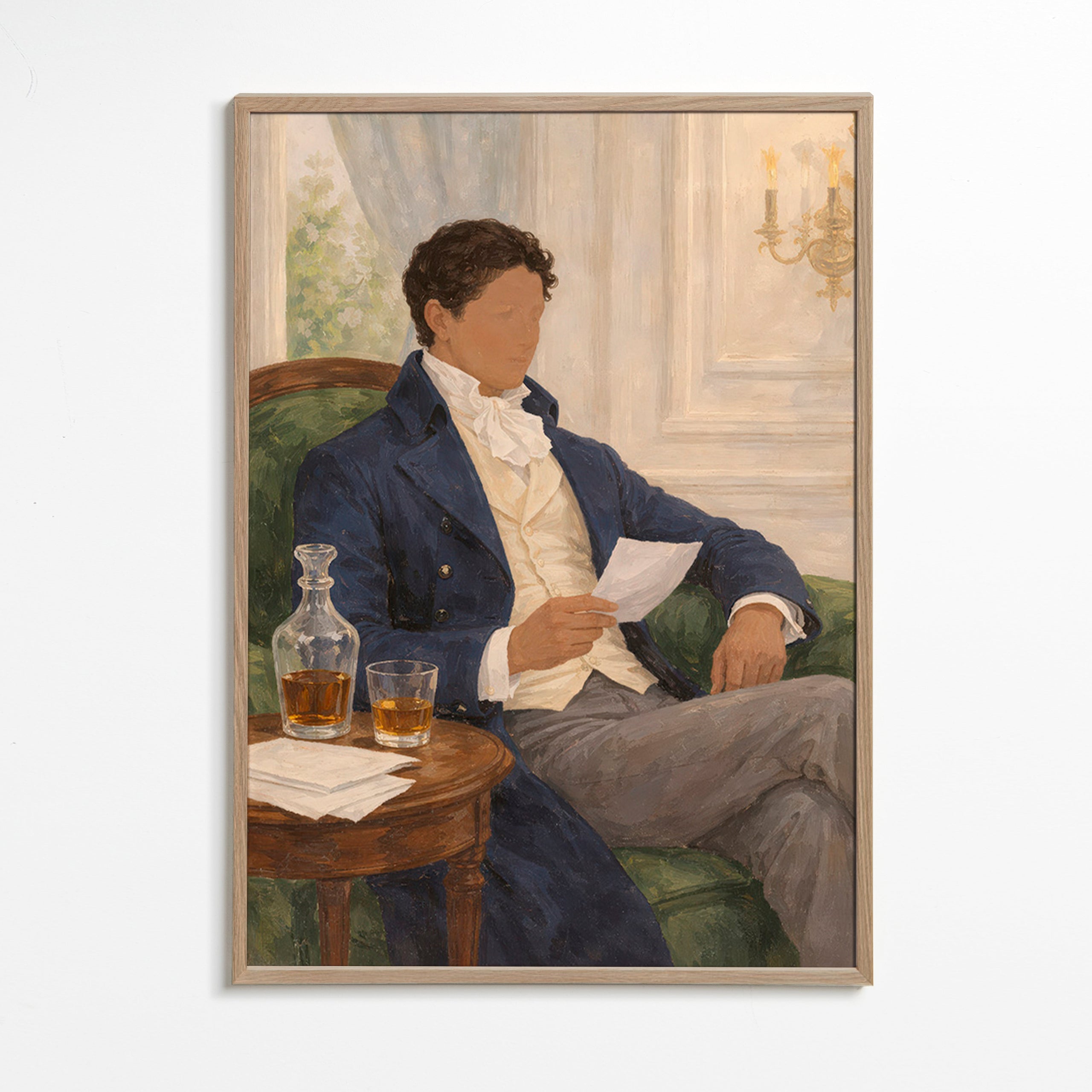 Vintage print van heer die leest