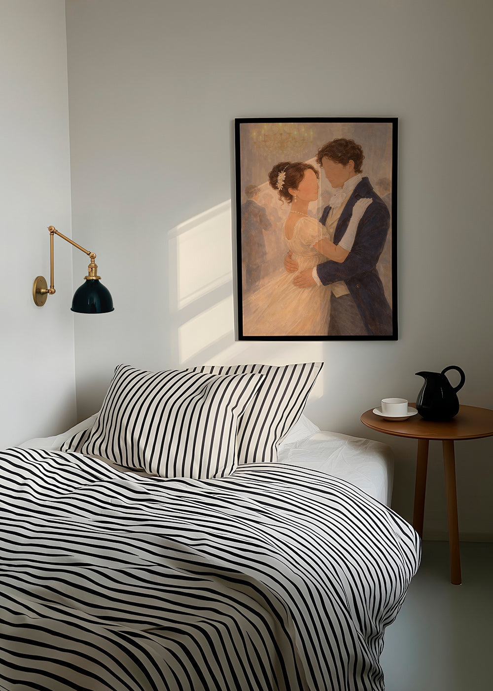 Illustratie van een romantische dans in een vintage zaal
