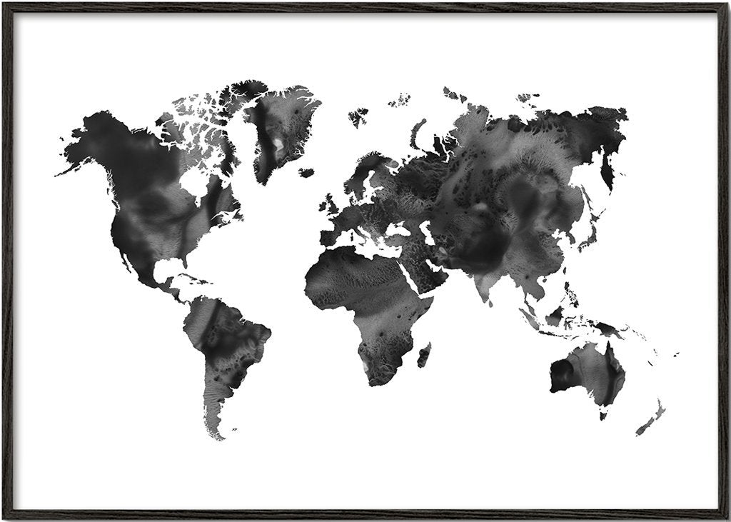 Zwart-wit wereldkaart