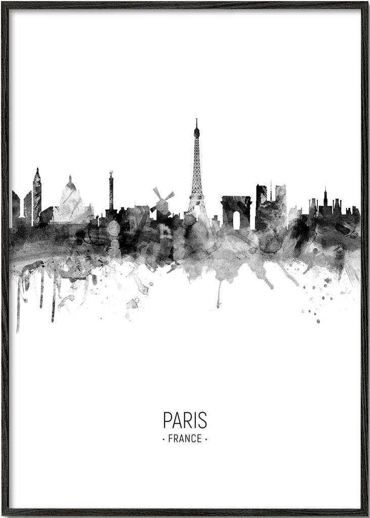 De skyline van Parijs zwart en wit