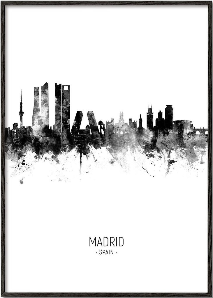 De horizon van Madrid zwart en wit