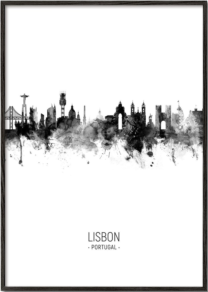 De skyline van Lissabon zwart en wit